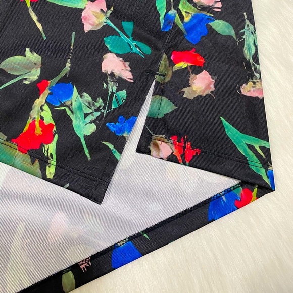 Adidas Floral Dress Athleisure Streetwear Y2K Black Print Mini Tunic New - Picture 8 of 12